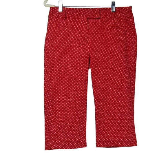 VTG 90s Y2K Retro 6 Red POLKA DOT Pedal Pushers Capri Cropped Rockabilly Pants - Picture 1 of 9